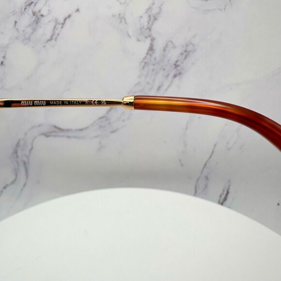 New MIU MIU Sunglasses Gold Oval Skinny Metal Frame Italy 100% Authentic main image 15